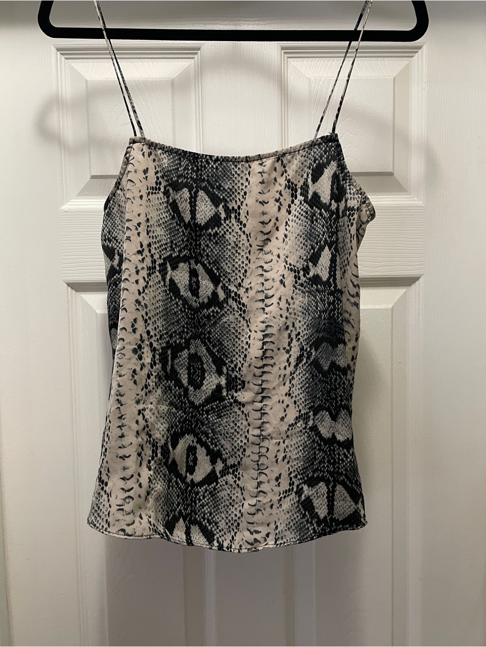 Topshop Snake-Print Spaghetti Strap Cami - Black & Cream